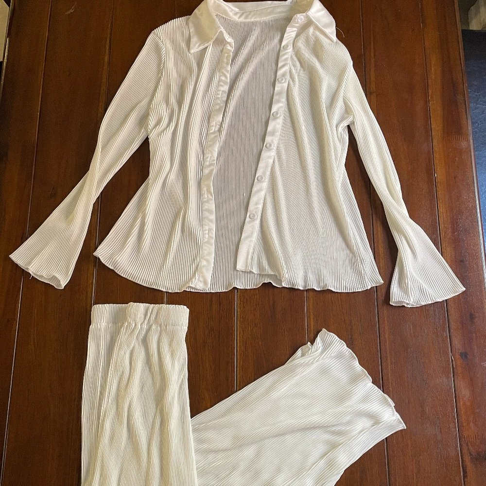 White 2 Piece Pants Set